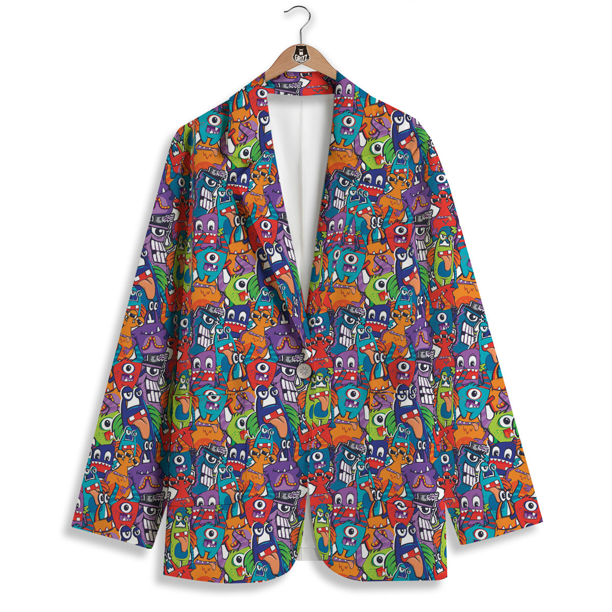 Monster Cute Print Pattern Women's Blazer-grizzshop