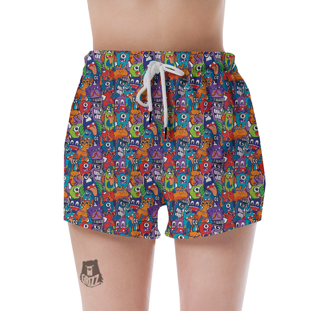 Monster Cute Print Pattern Women's Shorts-grizzshop