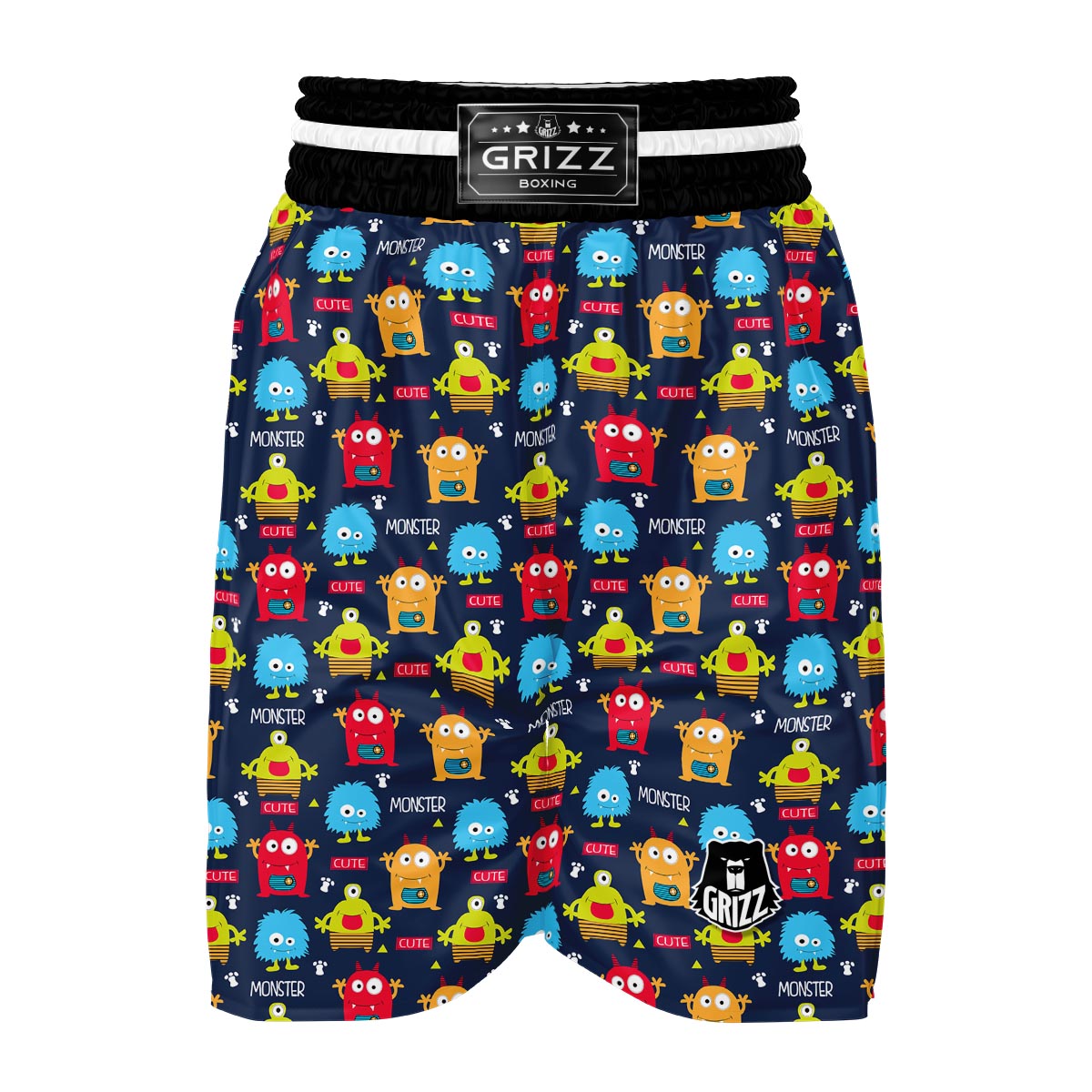 Monster Fluffy Pattern Print Boxing Shorts-grizzshop