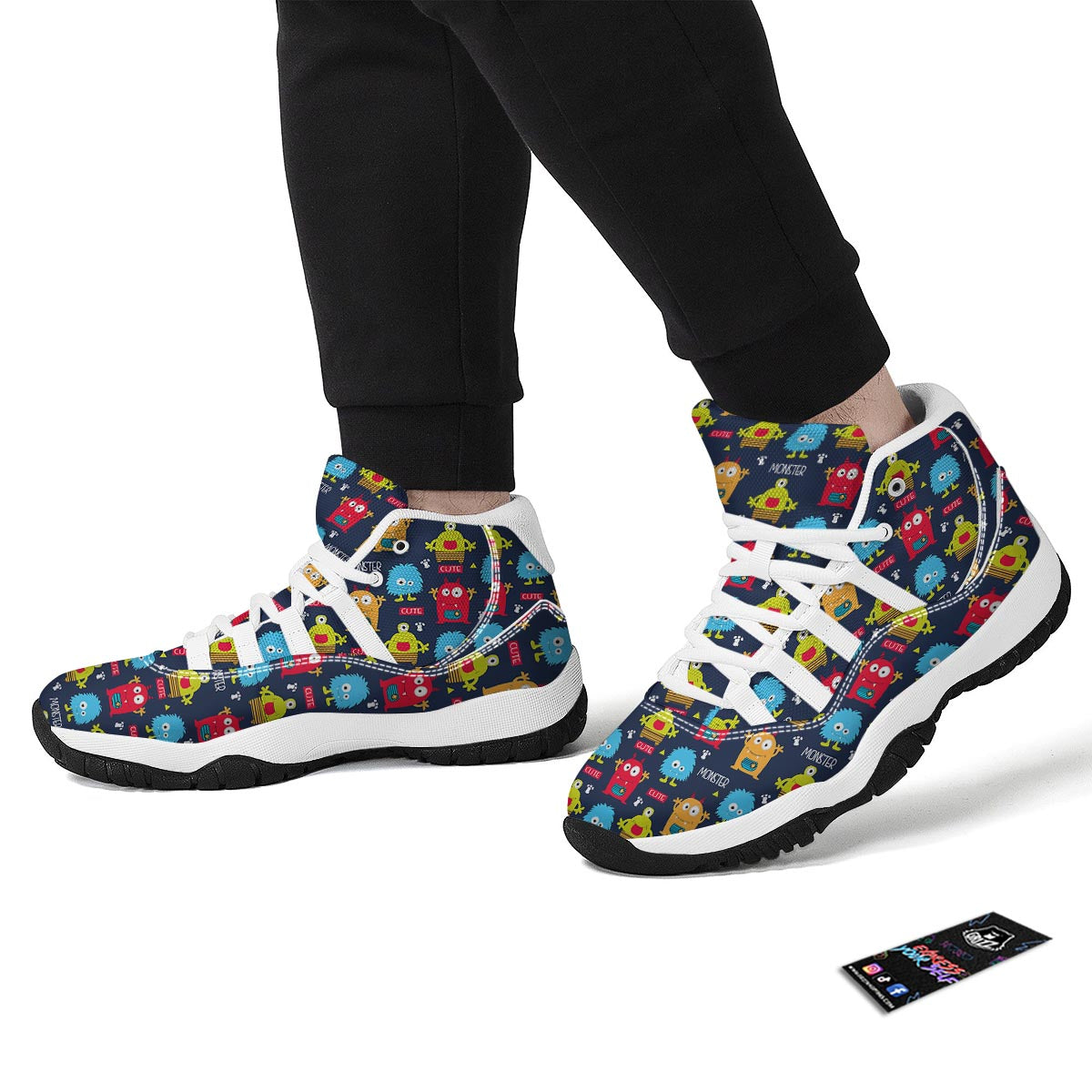Monster Fluffy Pattern Print White Bball Shoes-grizzshop