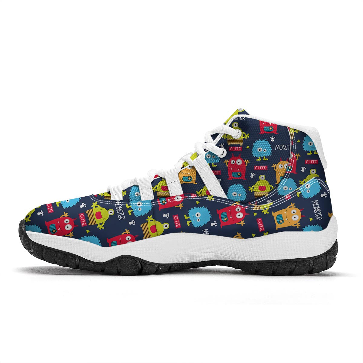 Monster Fluffy Pattern Print White Bball Shoes-grizzshop