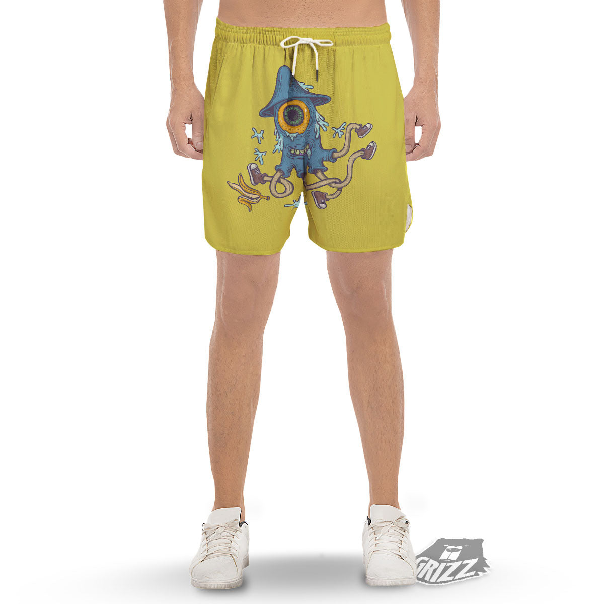 Monster Graffiti Characters Print Men's Gym Shorts-grizzshop