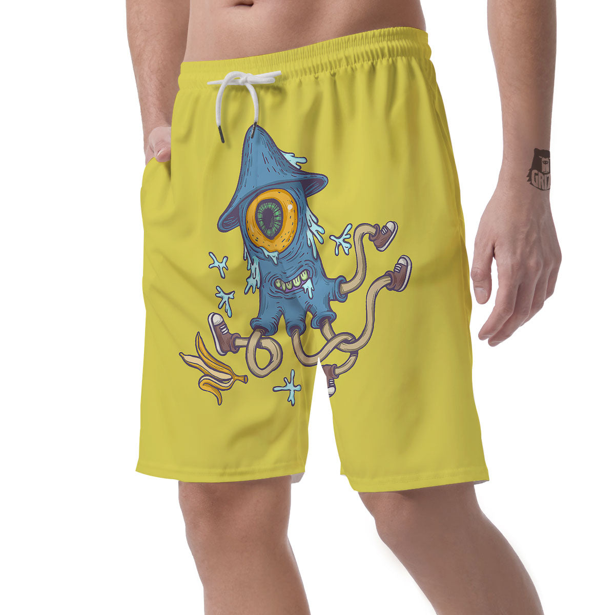 Monster Graffiti Characters Print Men's Shorts-grizzshop