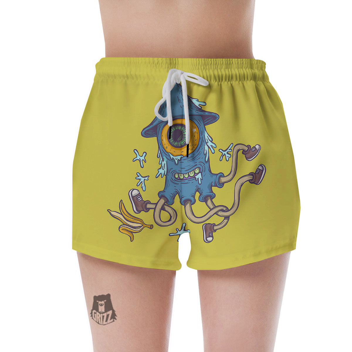 Monster Graffiti Characters Print Women's Shorts-grizzshop