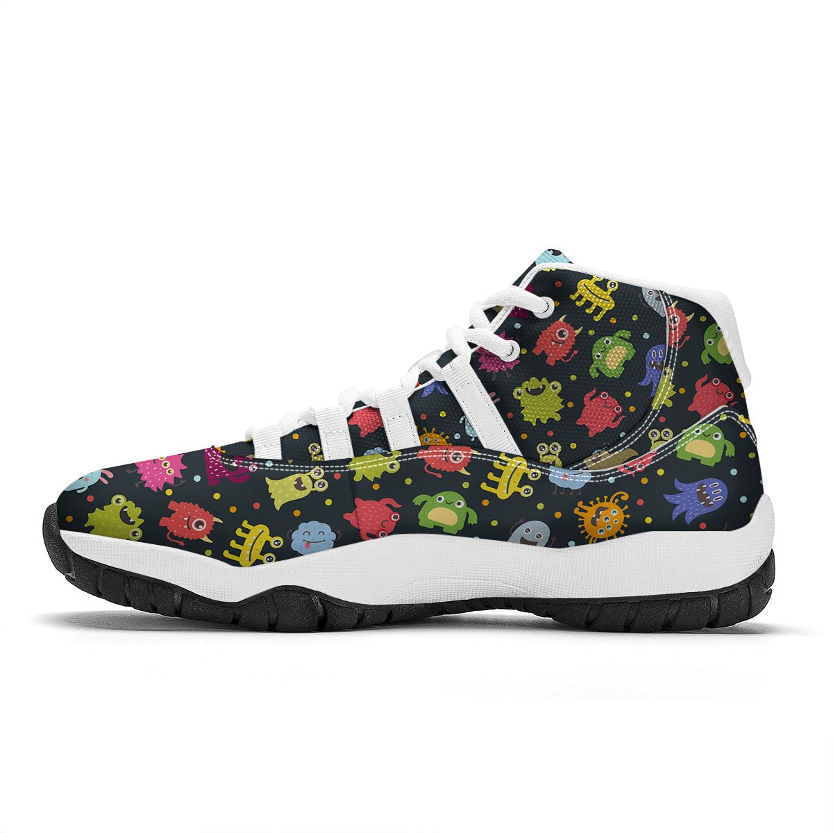 Monster Print Pattern White Bball Shoes-grizzshop