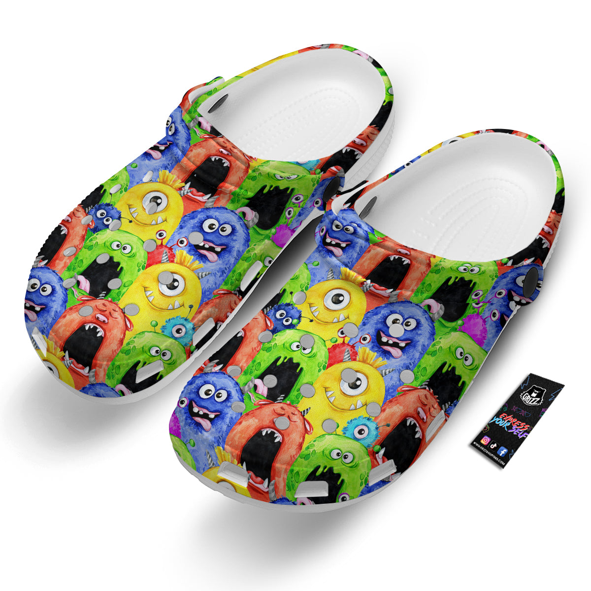 Monster Watercolor Print Pattern Clog-grizzshop