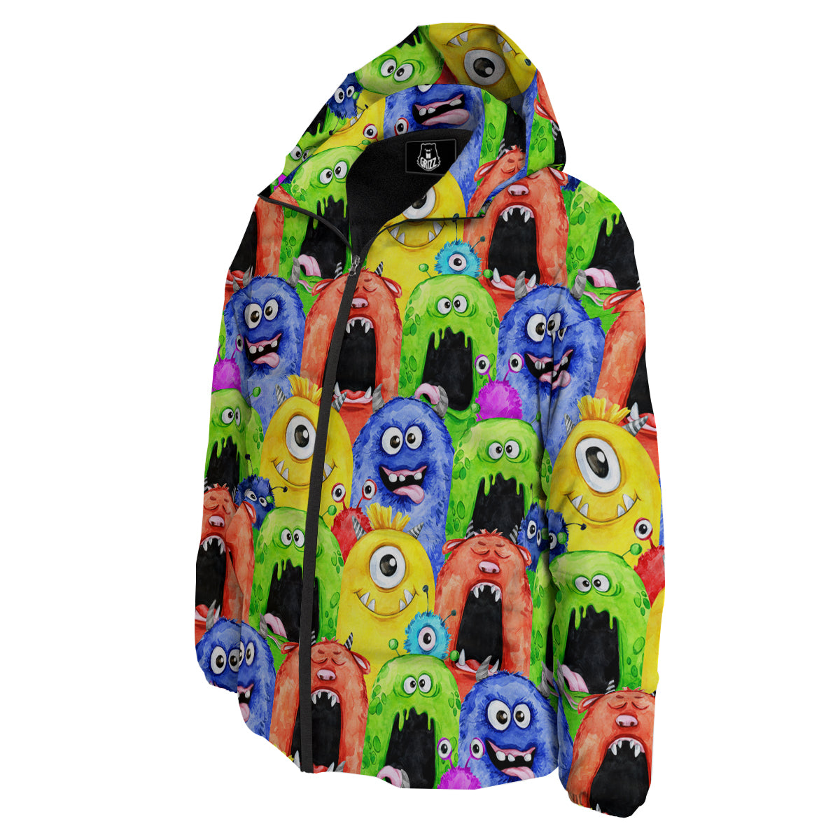 Monster Watercolor Print Pattern Down Jacket-grizzshop