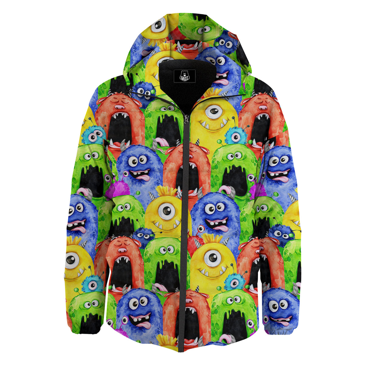 Monster Watercolor Print Pattern Down Jacket-grizzshop