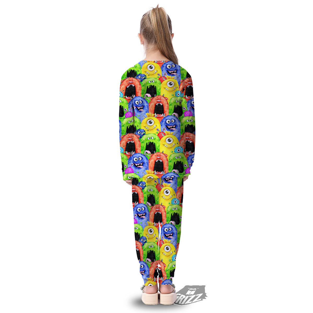 Monster Watercolor Print Pattern Kid's Pajamas-grizzshop