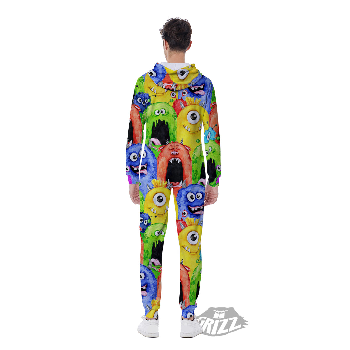 Monster Watercolor Print Pattern Men's Jumpsuit-grizzshop