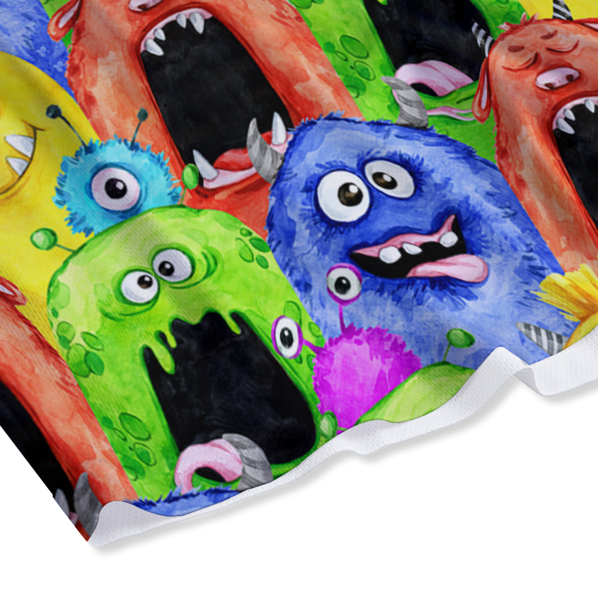 Monster Watercolor Print Pattern Mesh Shorts