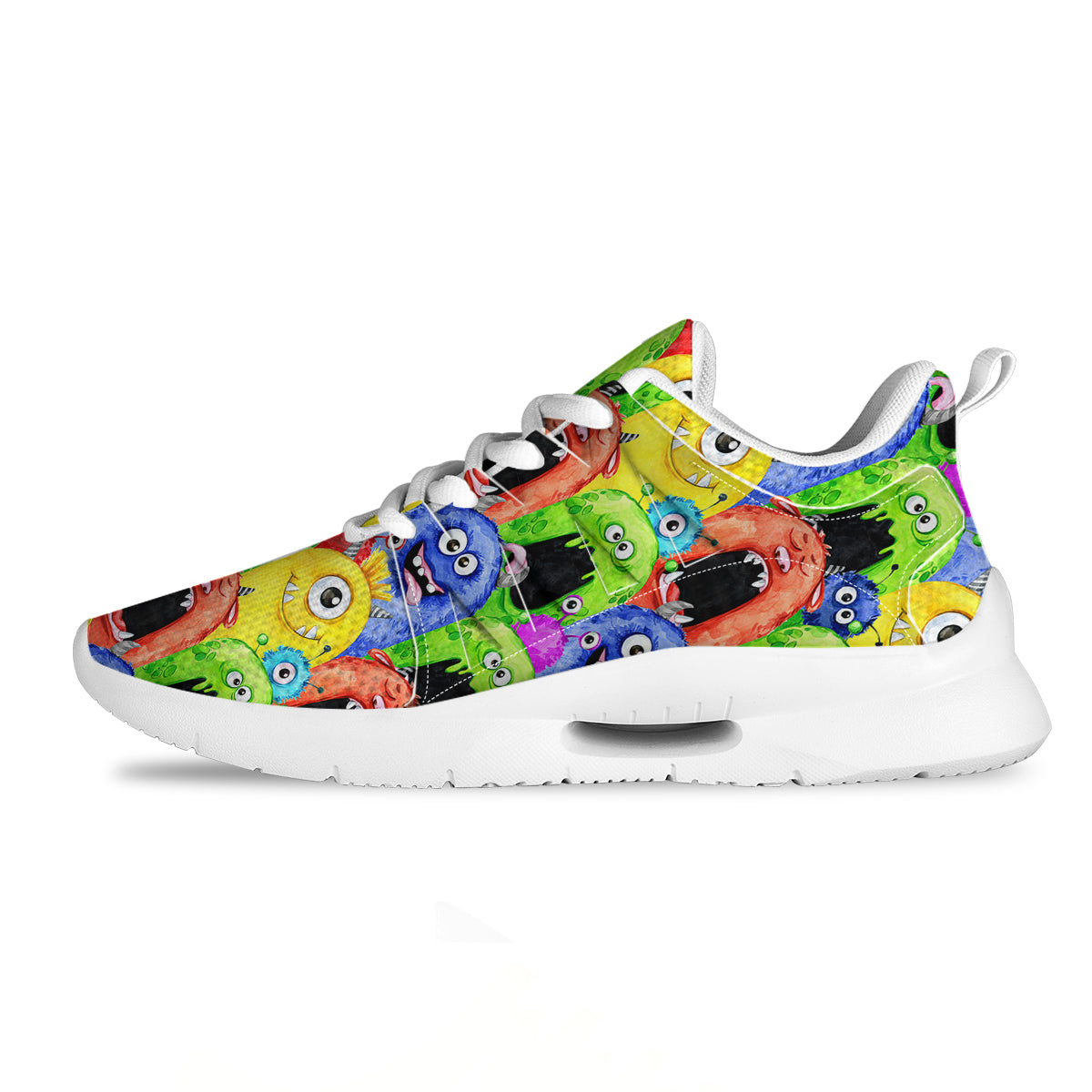 Monster Watercolor Print Pattern Tennis Shoes-grizzshop