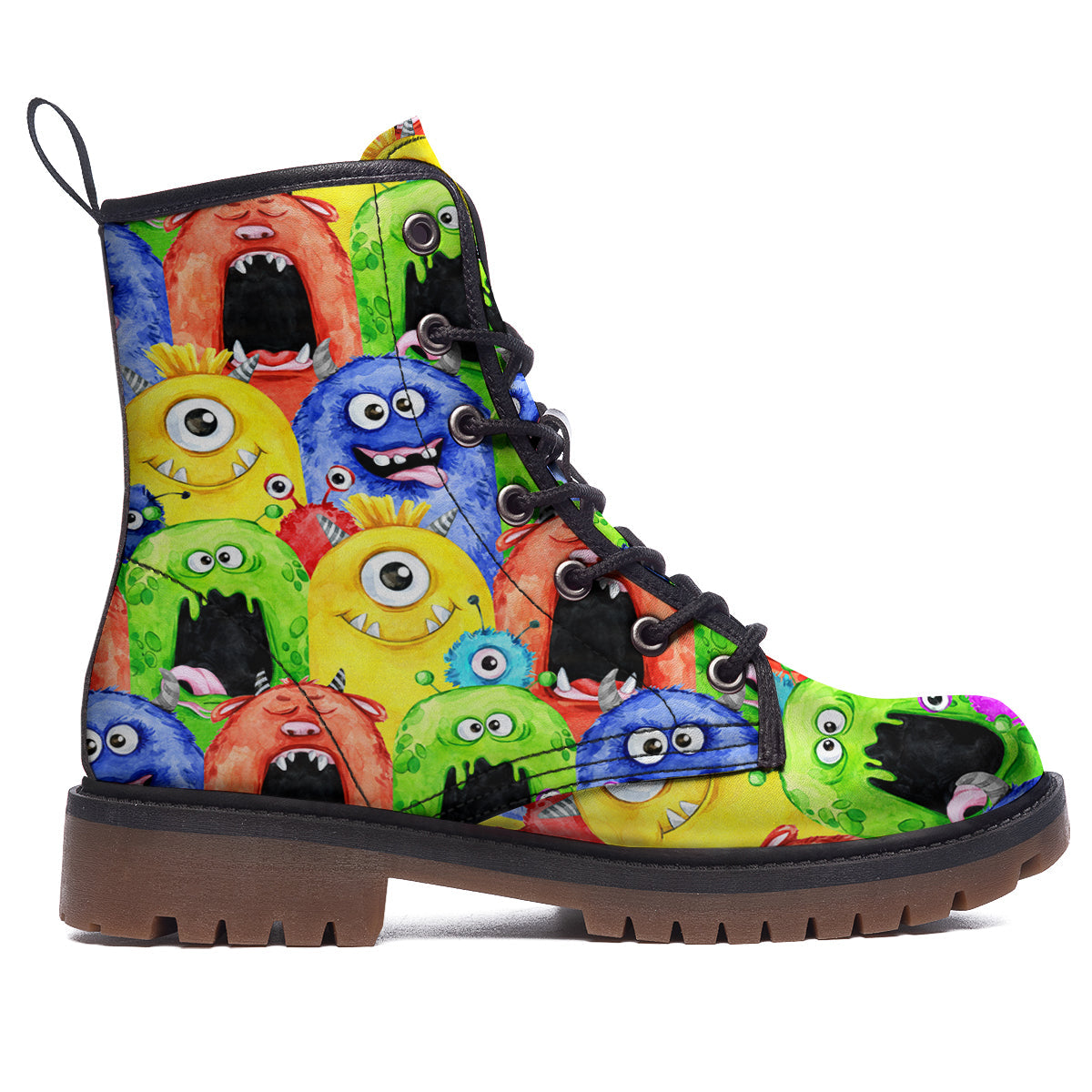 Monster Watercolor Print Pattern Work Boots-grizzshop
