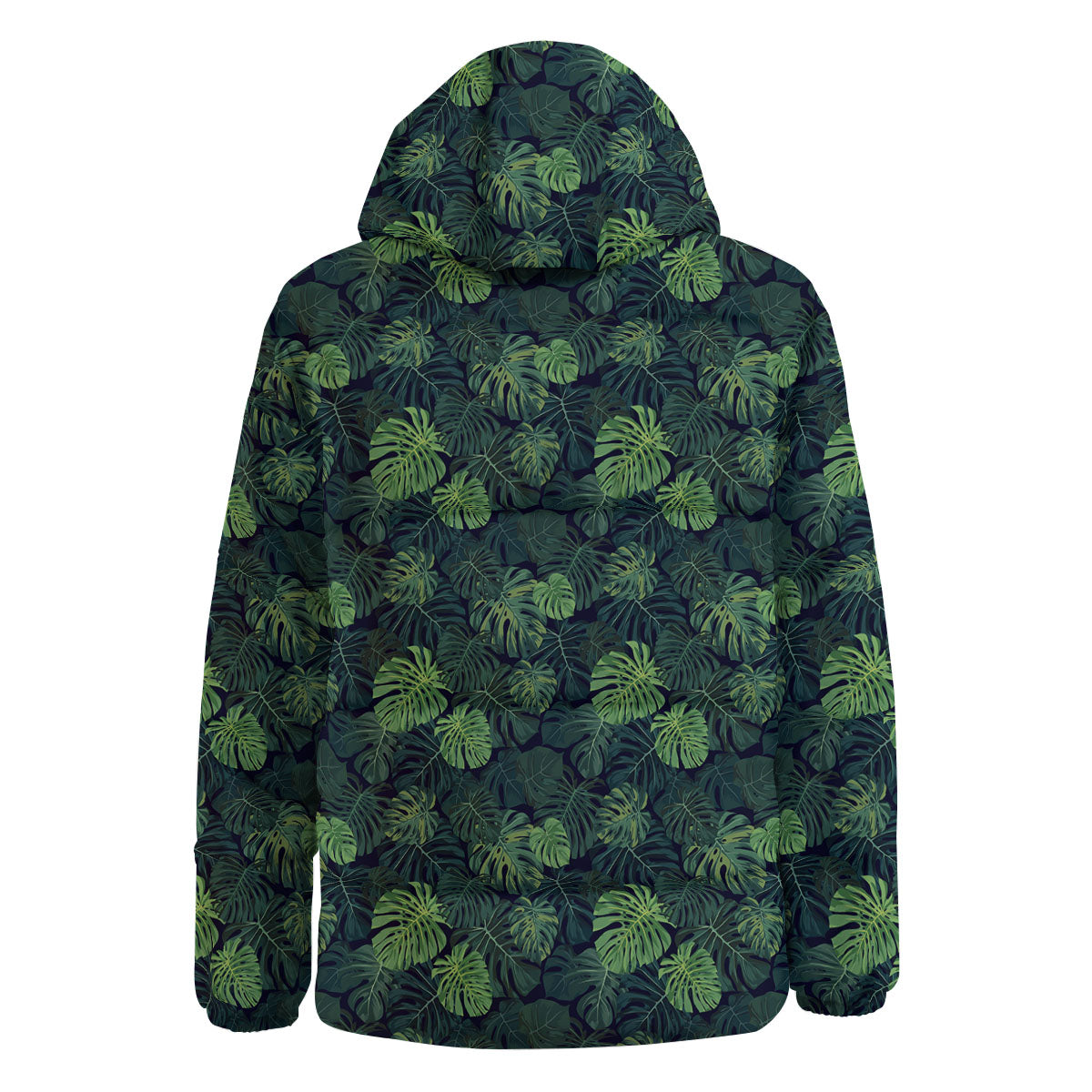 Monstera Green Tropical Print Pattern Down Jacket-grizzshop