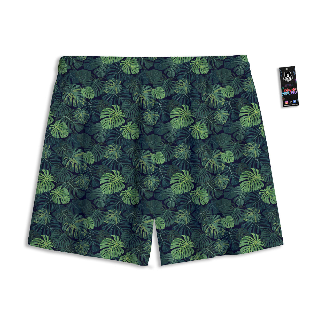 Monstera Green Tropical Print Pattern Mesh Shorts