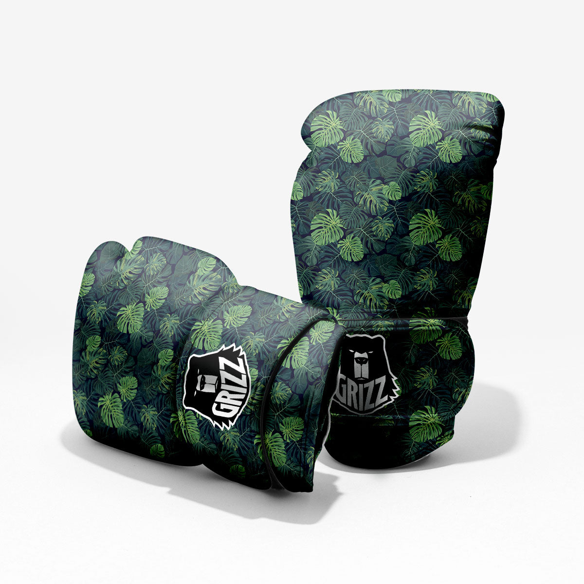 Monstera Green Tropical Print Pattern Sparring Gloves-grizzshop