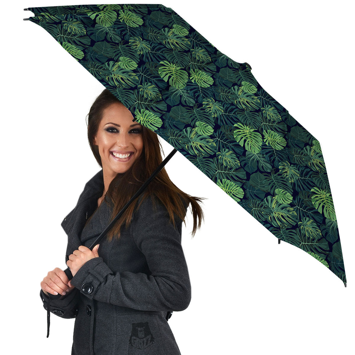Monstera Green Tropical Print Pattern Umbrella-grizzshop