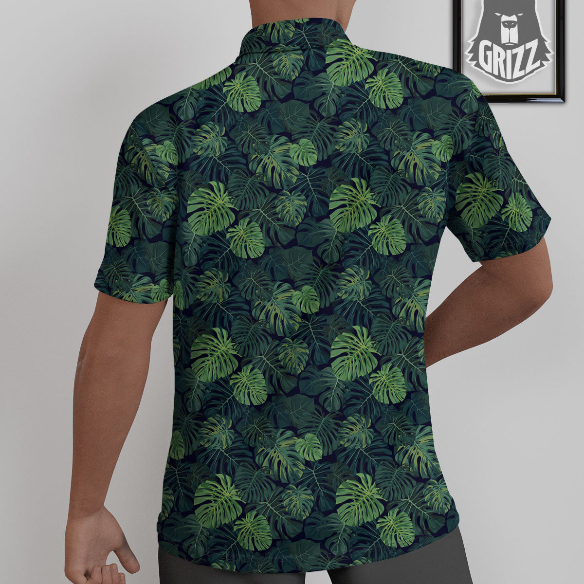 Monstera Green Tropical Print Pattern Untucked Shirts-grizzshop