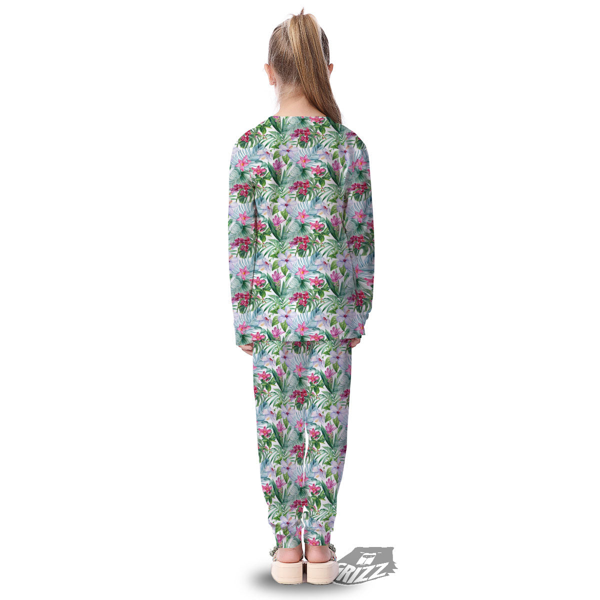 Monstera Hawaii Hibiscus Print Pattern Kid's Pajamas-grizzshop