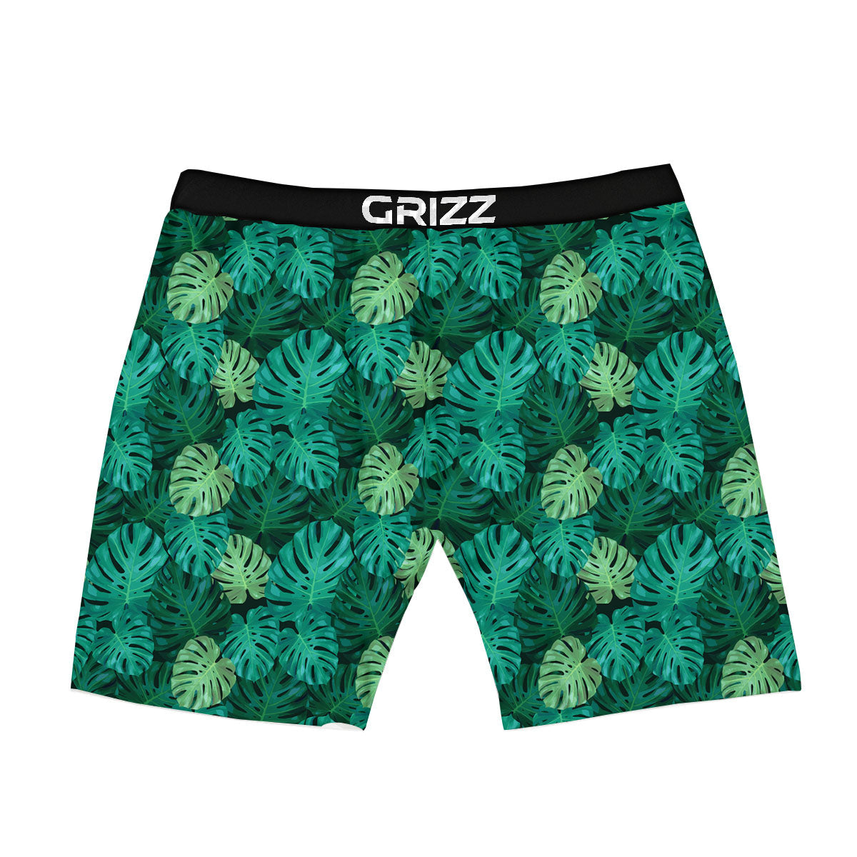 Monstera Leaf Green Print Boxer Briefs-grizzshop