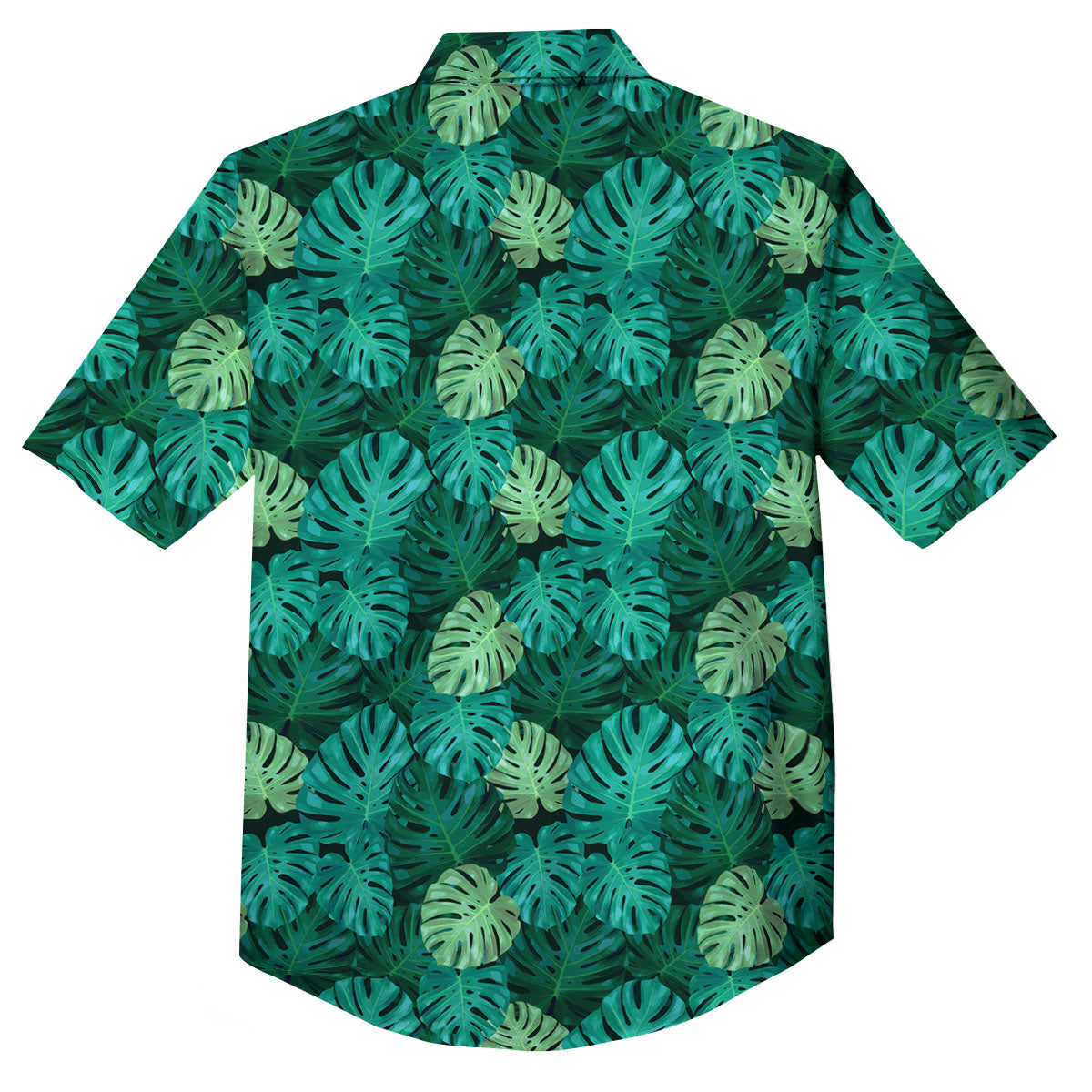 Monstera Leaf Green Print Button Up Shirt-grizzshop