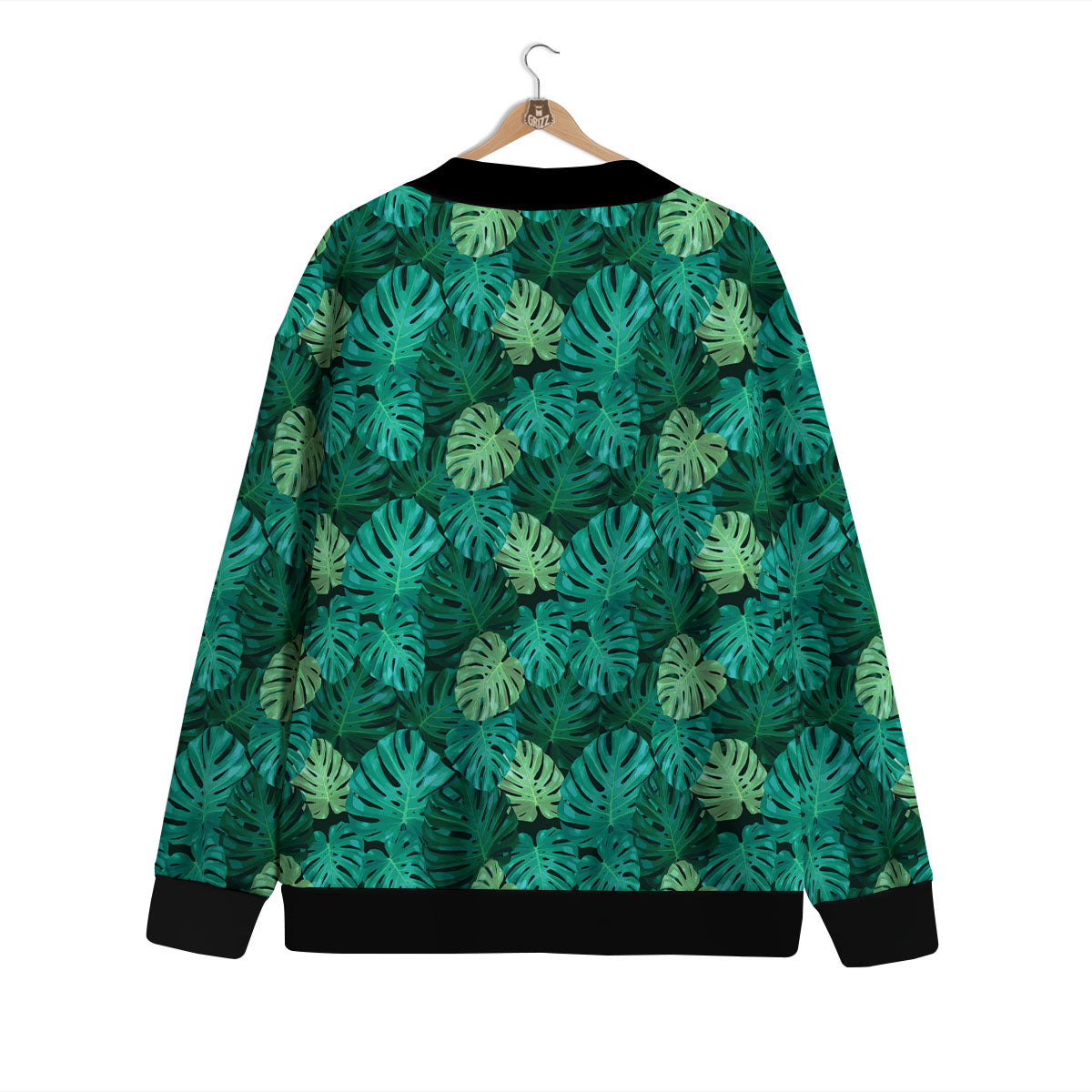 Monstera Leaf Green Print Cardigan-grizzshop
