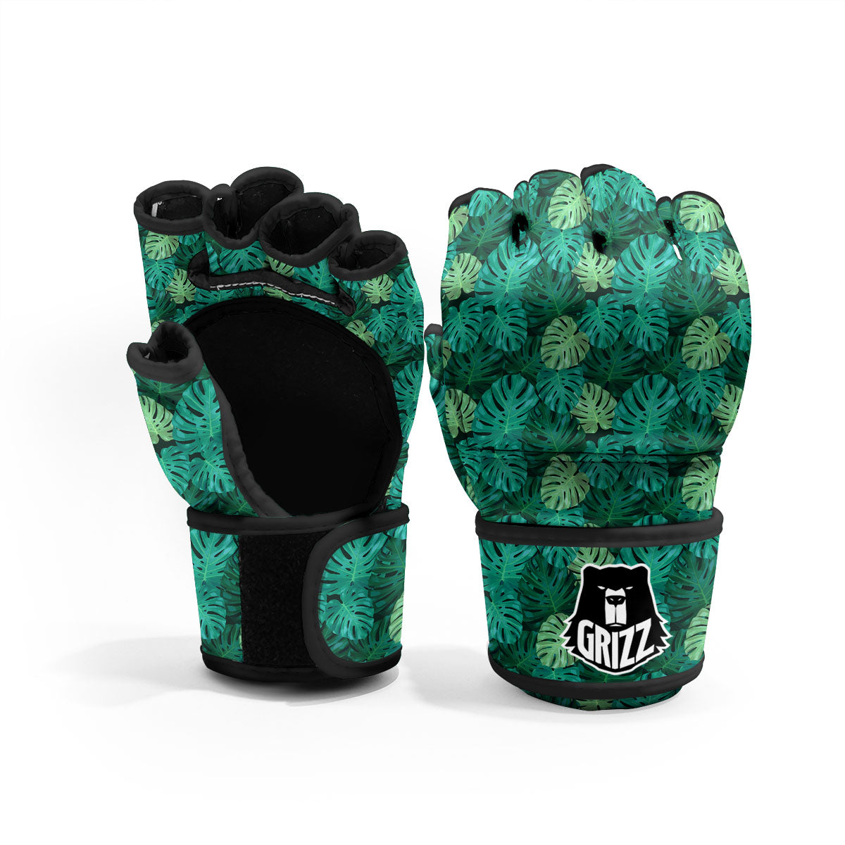 Monstera Leaf Green Print MMA Gloves-grizzshop