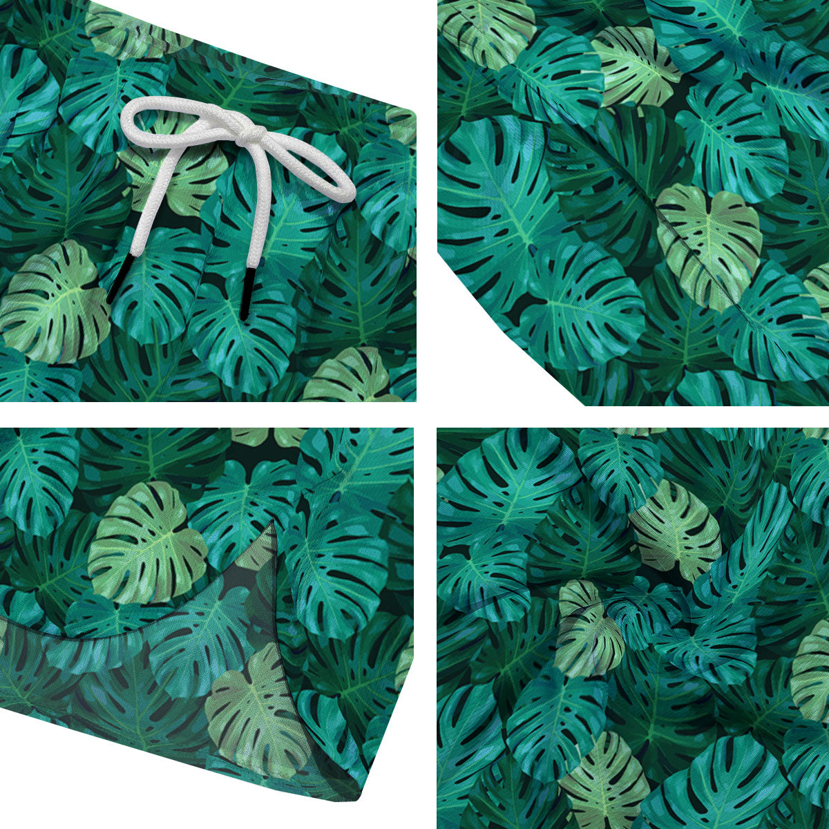 Monstera Leaf Green Print Men's Running Shorts-grizzshop