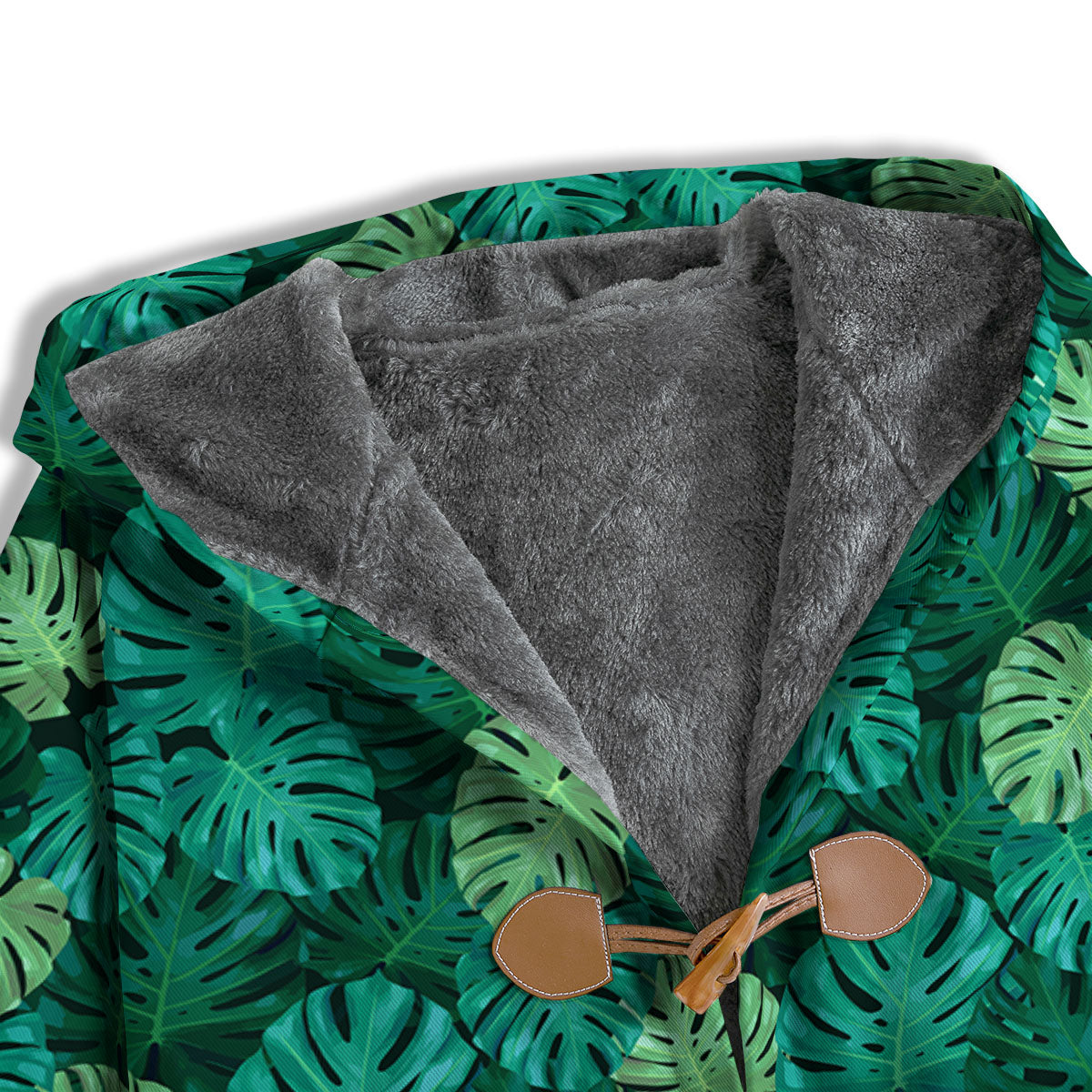 Monstera Leaf Green Print Men's Windbreaker Jacket-grizzshop