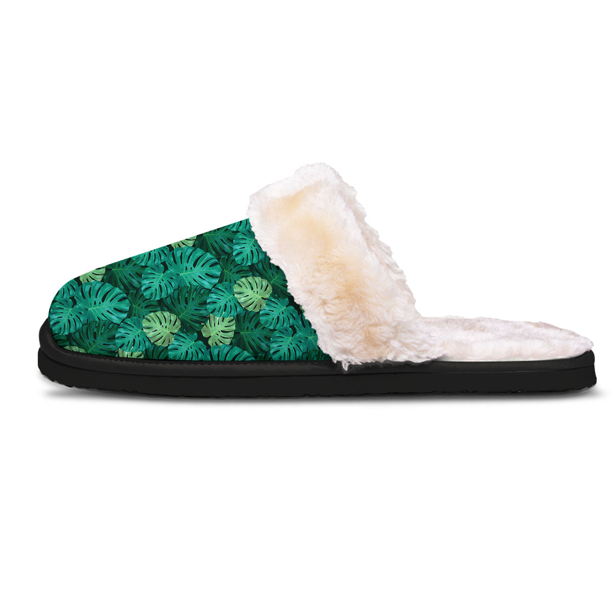 Monstera Leaf Green Print Slippers-grizzshop