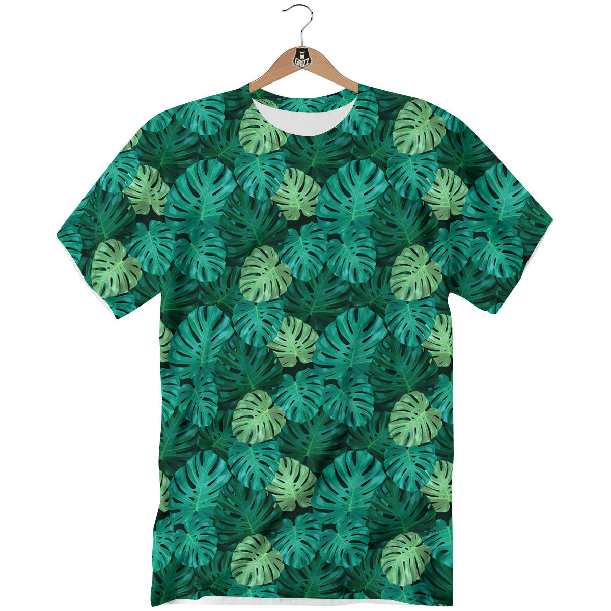 Monstera Leaf Green Print T-Shirt-grizzshop