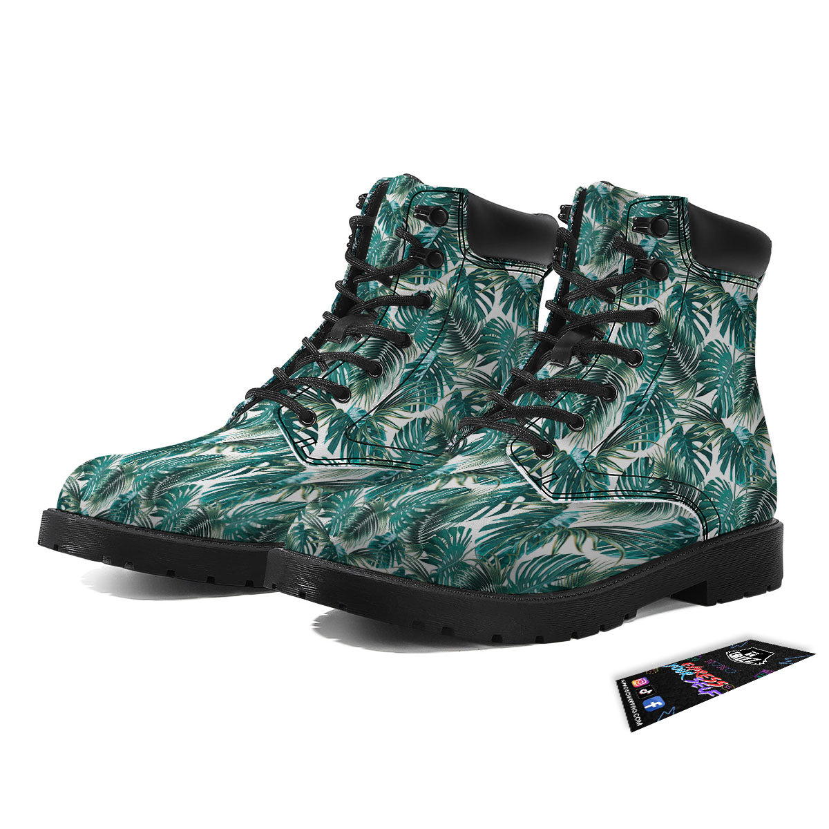 Monstera Leaves Palm Print Pattern Boots-grizzshop