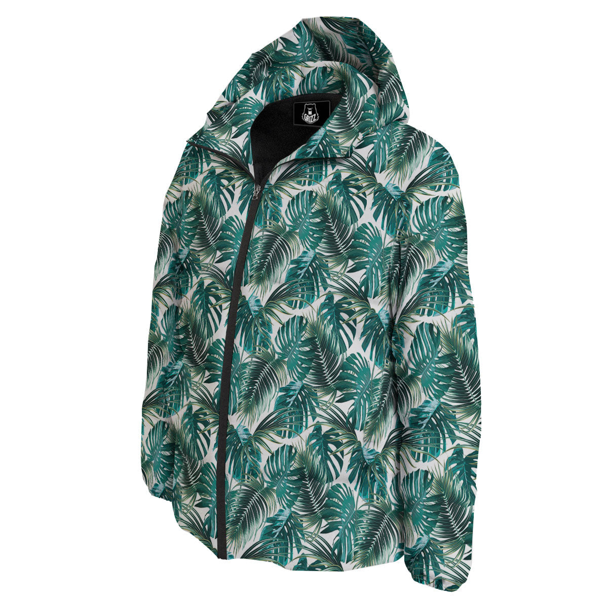 Monstera Leaves Palm Print Pattern Down Jacket-grizzshop