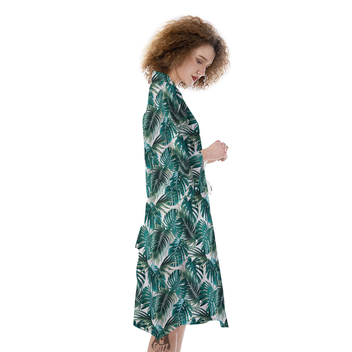 Monstera Leaves Palm Print Pattern Kimono-grizzshop