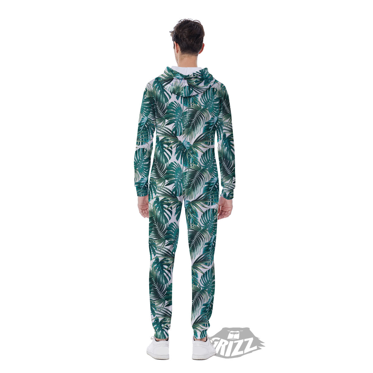 Monstera Leaves Palm Print Pattern Men's Jumpsuit-grizzshop