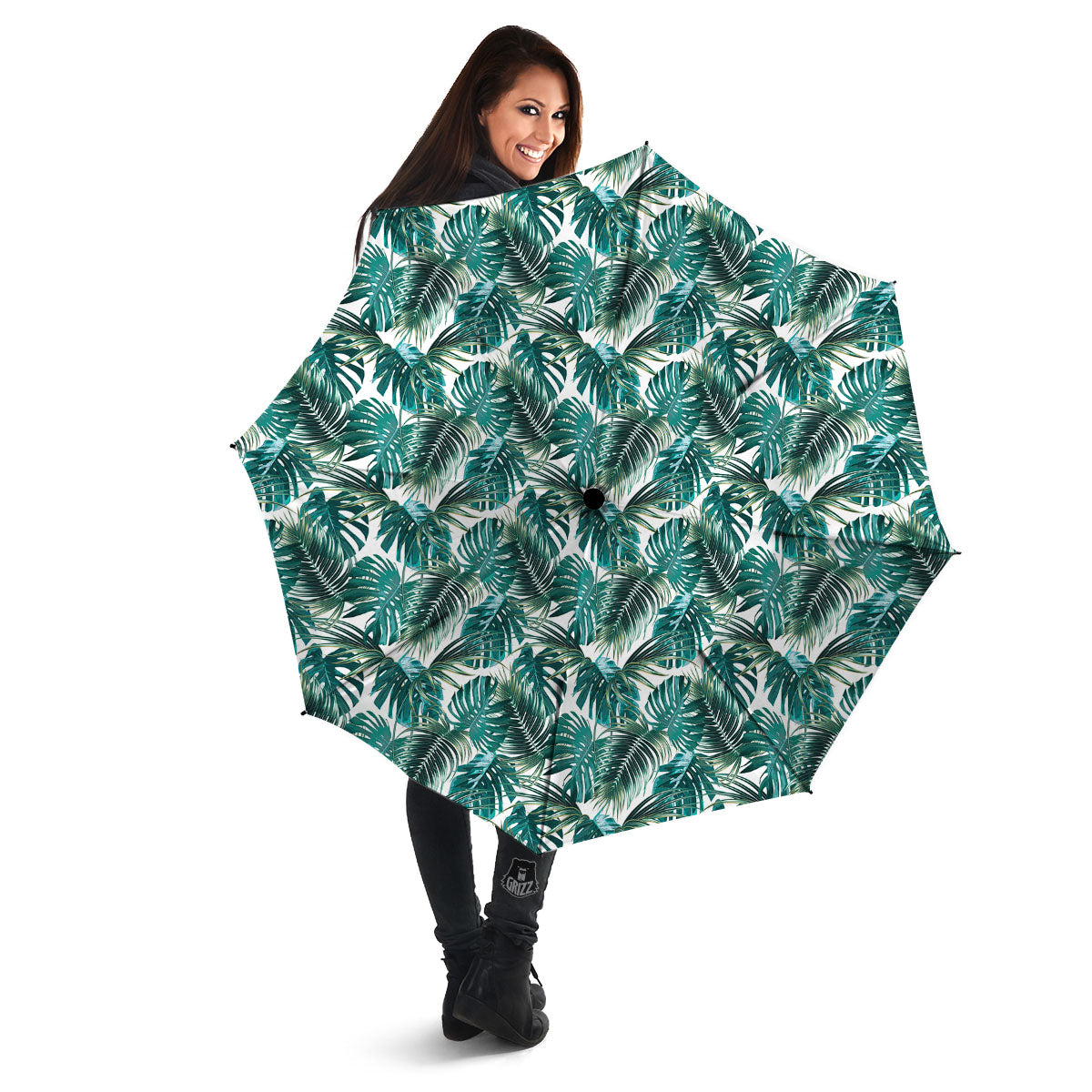 Monstera Leaves Palm Print Pattern Umbrella-grizzshop
