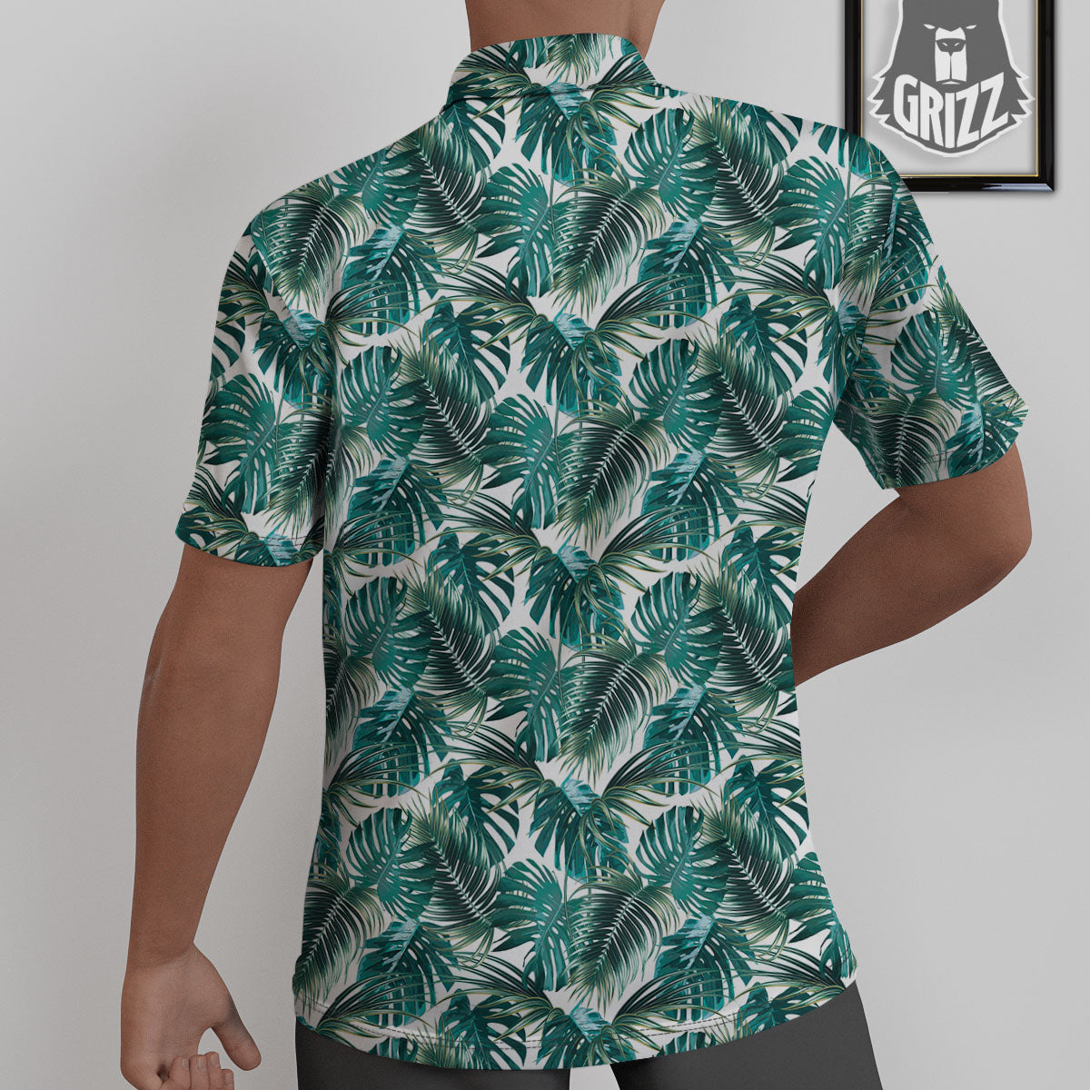 Monstera Leaves Palm Print Pattern Untucked Shirts-grizzshop