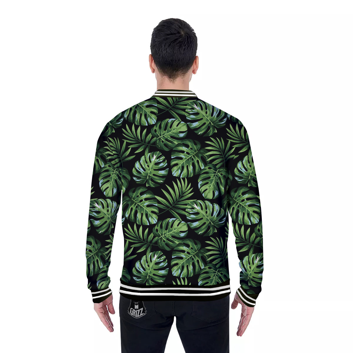 Monstera Leaves Tropical Print Pattern Baseball Jacket-grizzshop