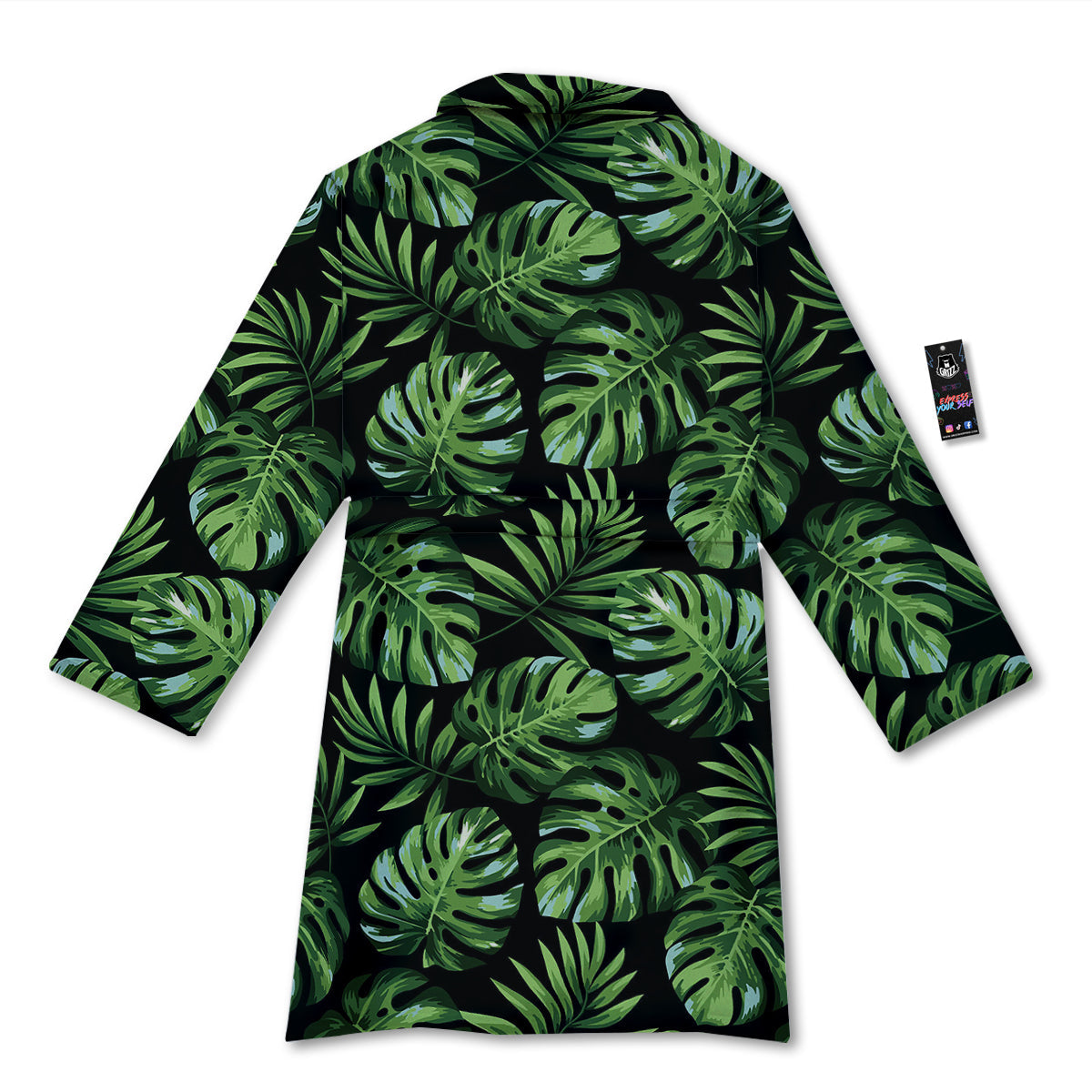 Monstera Leaves Tropical Print Pattern Bathrobe-grizzshop