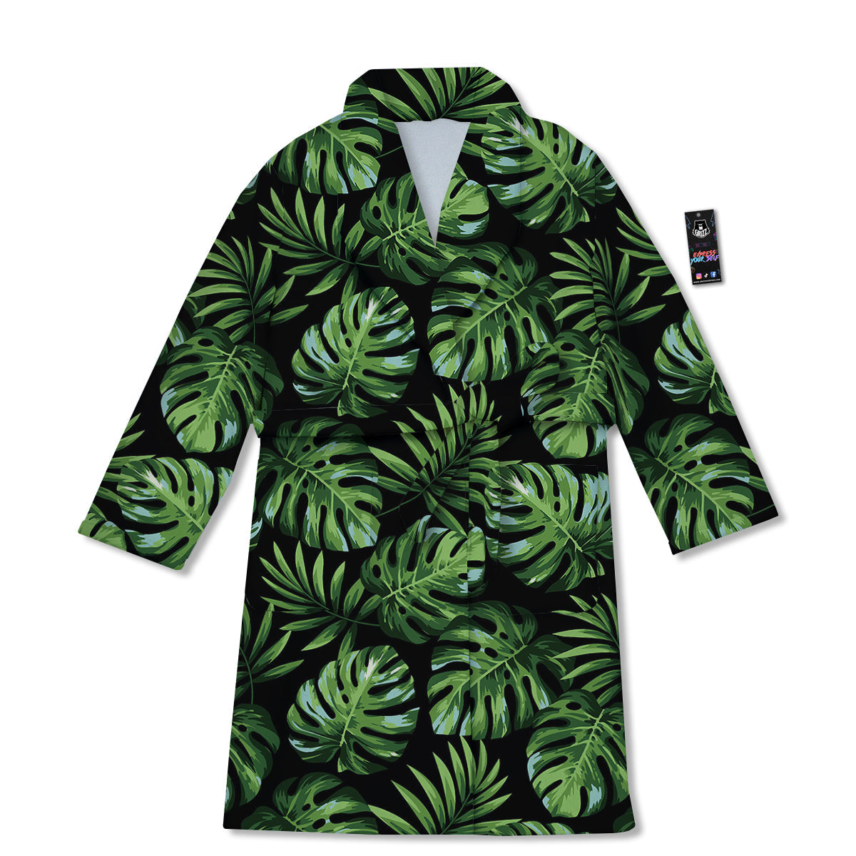 Monstera Leaves Tropical Print Pattern Bathrobe-grizzshop