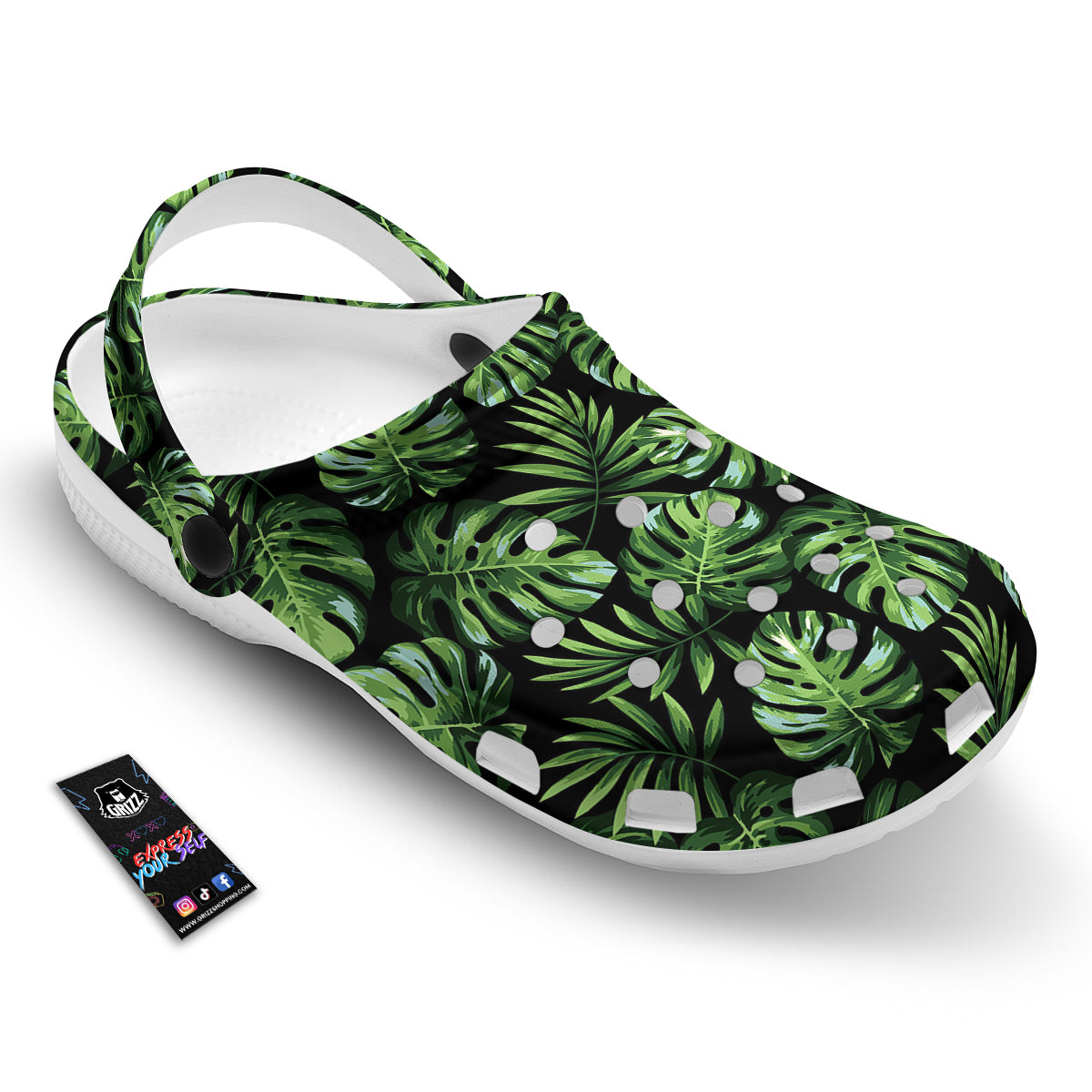Monstera Leaves Tropical Print Pattern Clog-grizzshop