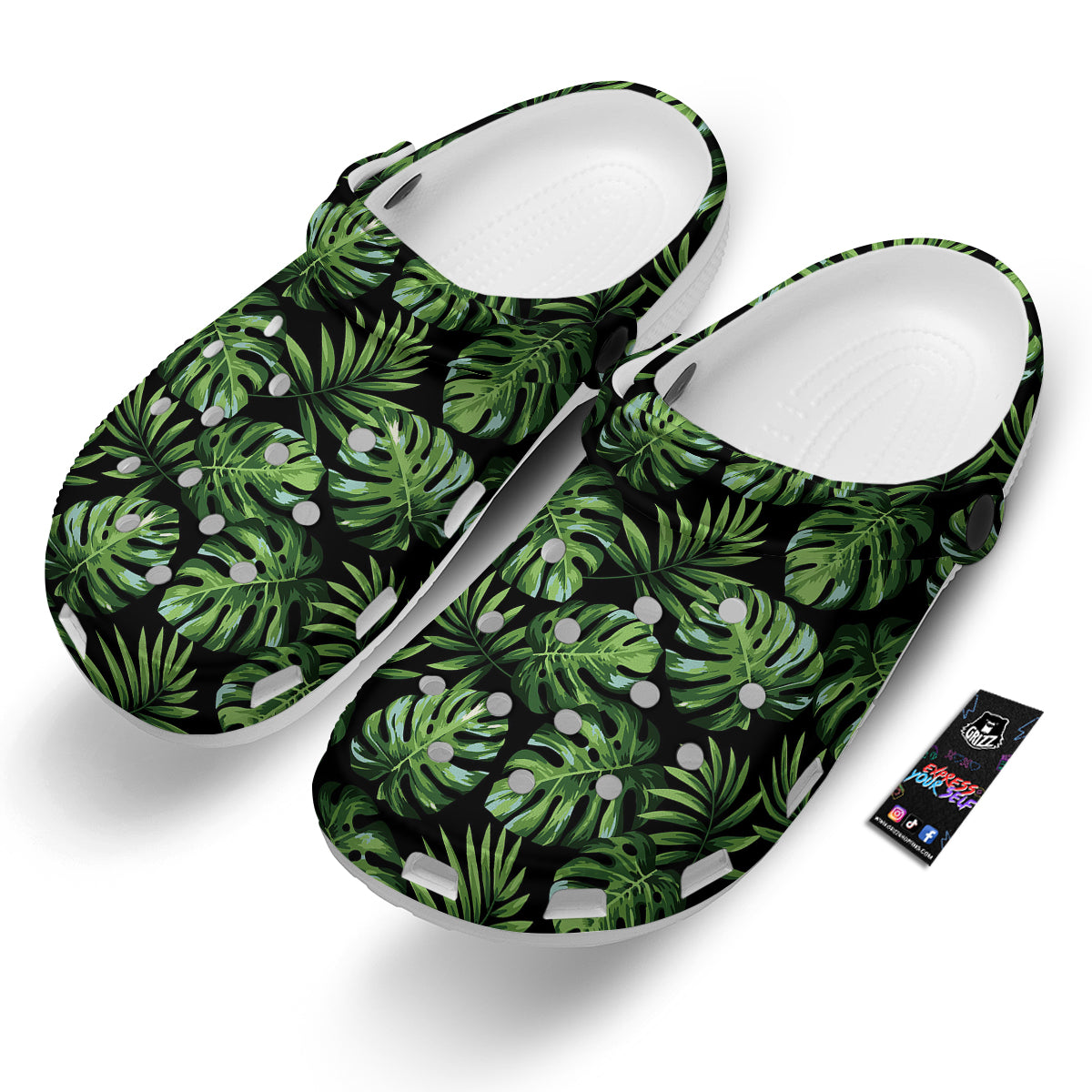 Monstera Leaves Tropical Print Pattern Clog-grizzshop