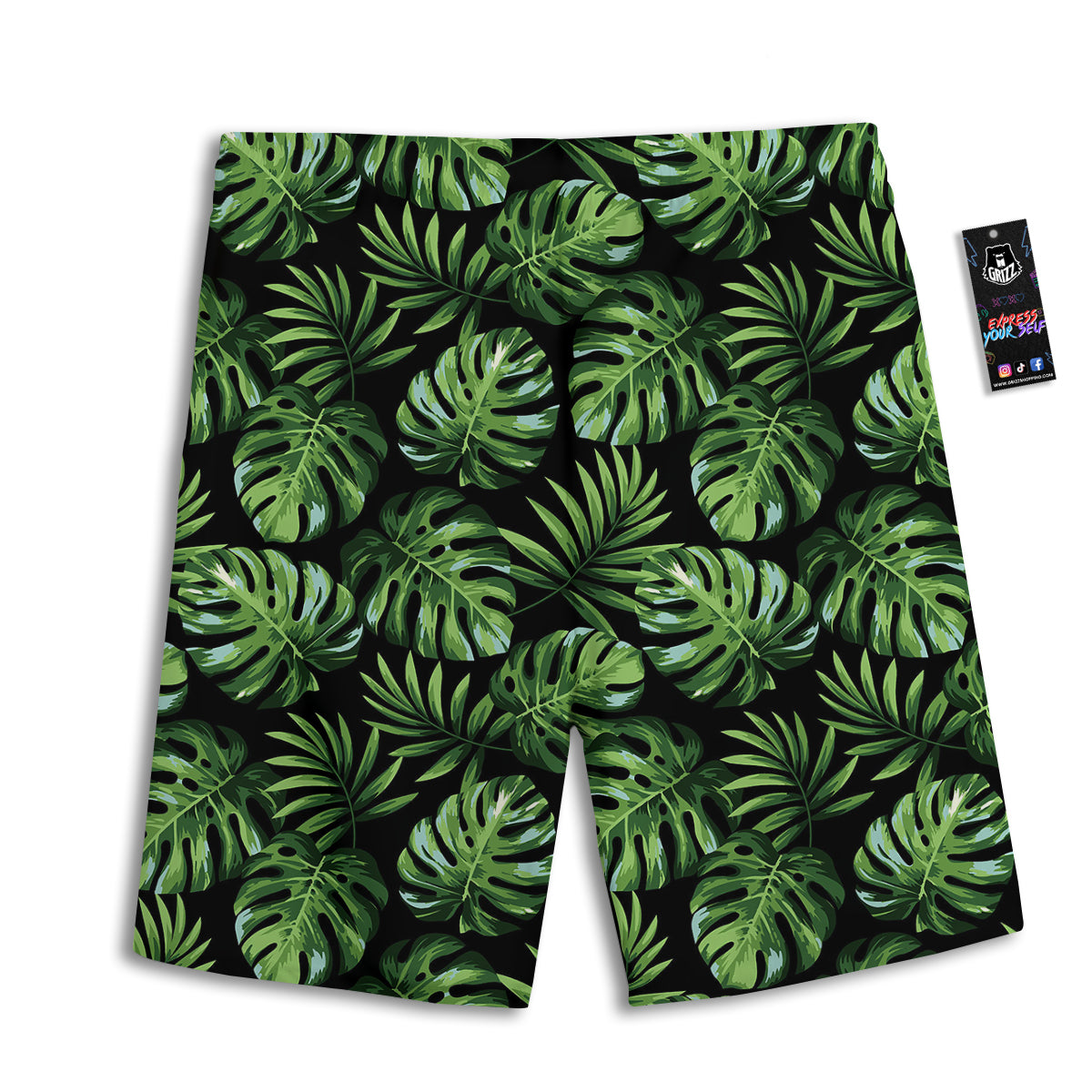 Monstera Leaves Tropical Print Pattern Men's Athletic Shorts-grizzshop