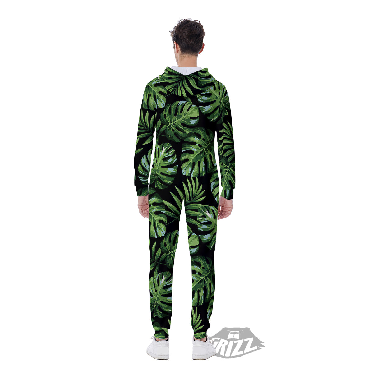 Monstera Leaves Tropical Print Pattern Men's Jumpsuit-grizzshop
