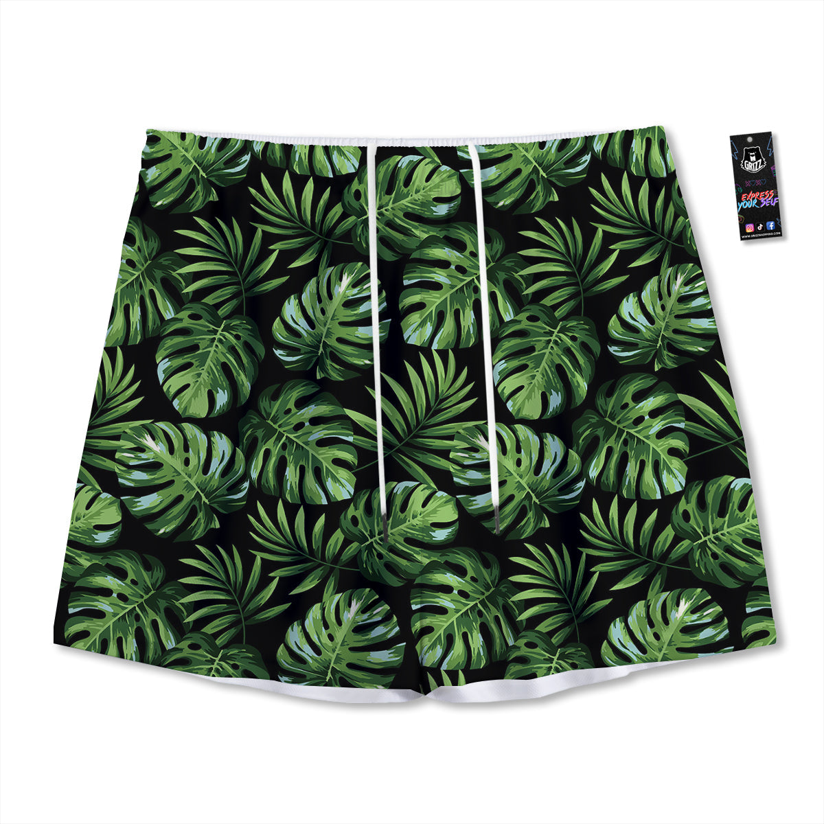 Monstera Leaves Tropical Print Pattern Mesh Shorts