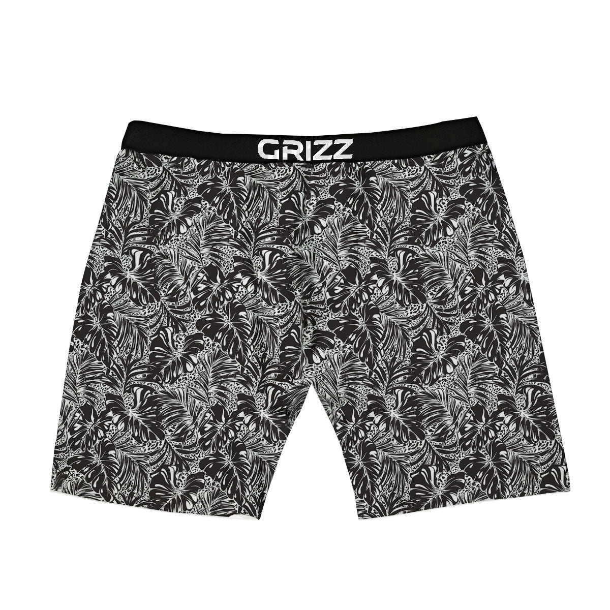 Monstera White And Black Print Pattern Boxer Briefs-grizzshop