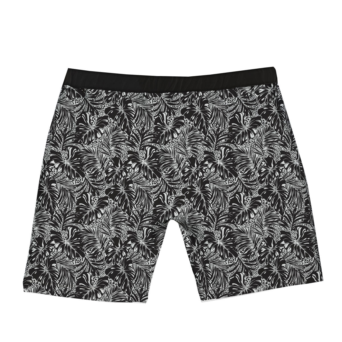 Monstera White And Black Print Pattern Boxer Briefs-grizzshop