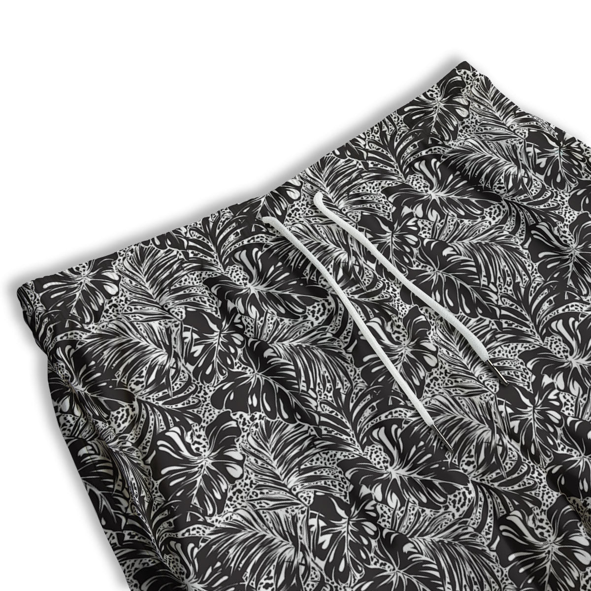 Monstera White And Black Print Pattern Men's Athletic Shorts