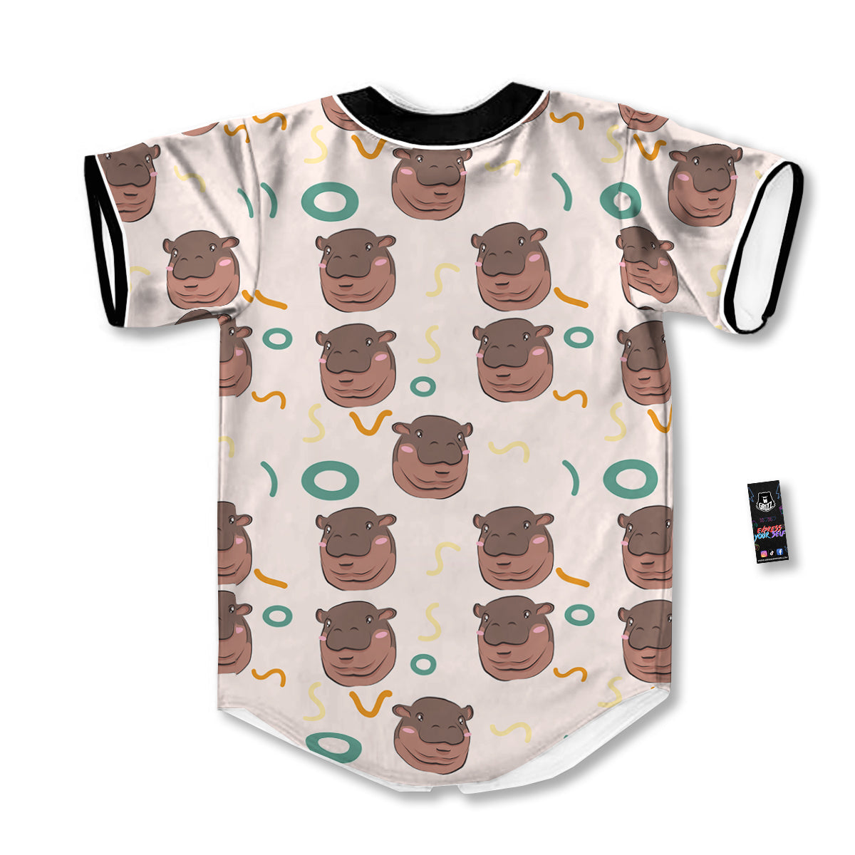 Moo Deng Hippo Baseball Jersey-grizzshop