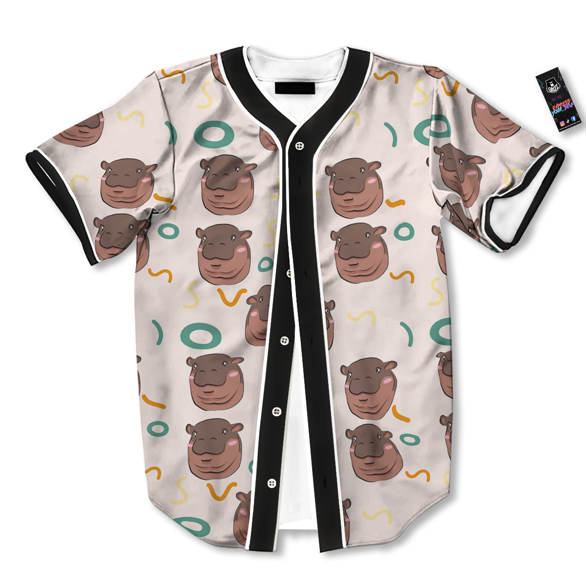 Moo Deng Hippo Baseball Jersey-grizzshop